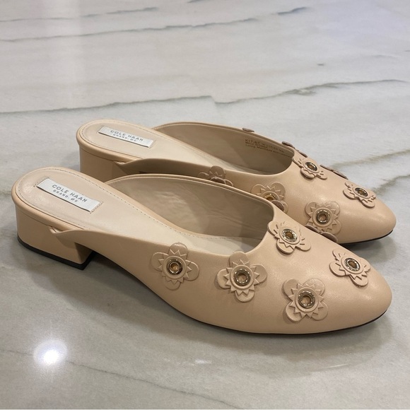 Cole Haan Shoes - Cole Haan Mules Size 9 Beige Floral Embellished Mules